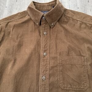 Roundtree & Yorke Corduroy Shirt Mens Medium Brown 100% Cotton Button Down